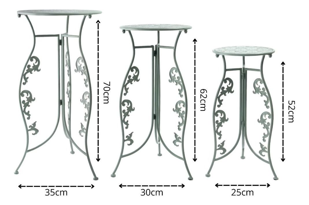 Set 3 Porta Maceta Soporte Plantas Vintage Exhibición Jhn-9