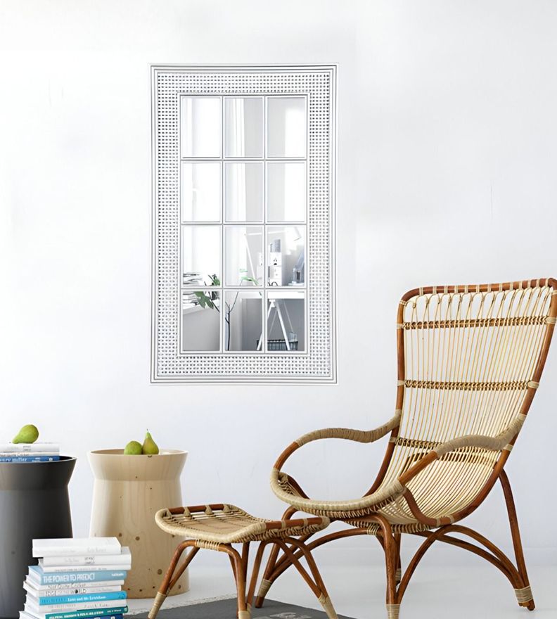 Espejo Decorativo Marco Blanco Rectangular Ventana Jhn-5