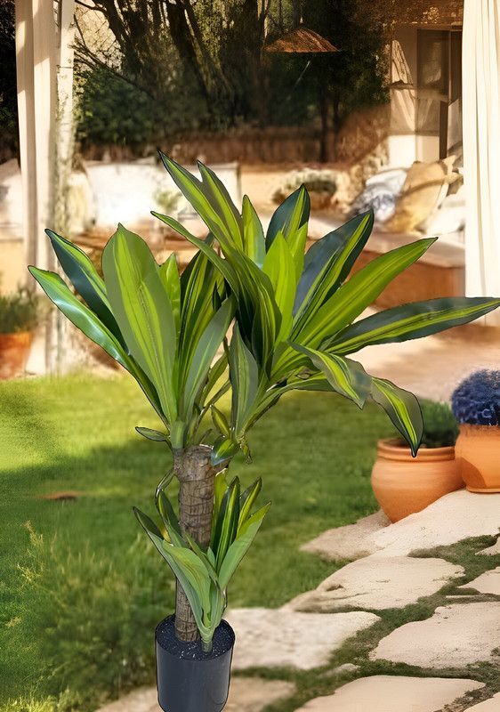 Flor Planta Artificial Dracaena Arbol Decoracion Real Lau-1