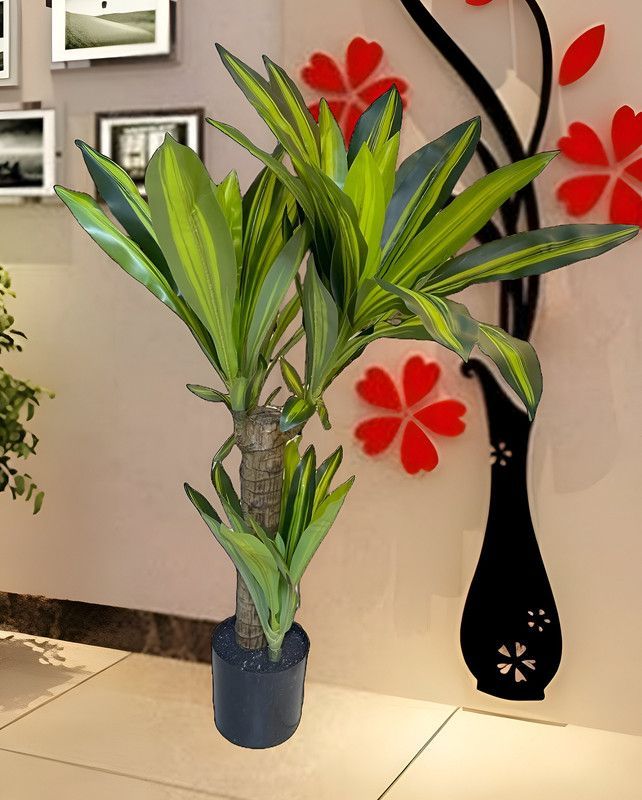 Flor Planta Artificial Dracaena Arbol Decoracion Real Lau-5