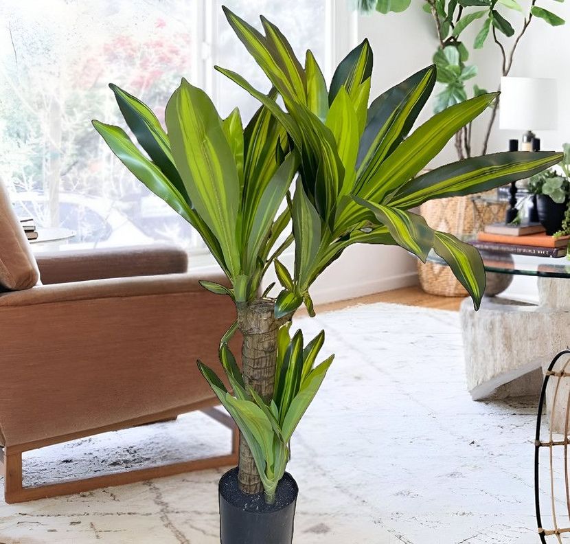 Flor Planta Artificial Dracaena Arbol Decoracion Real Lau-6