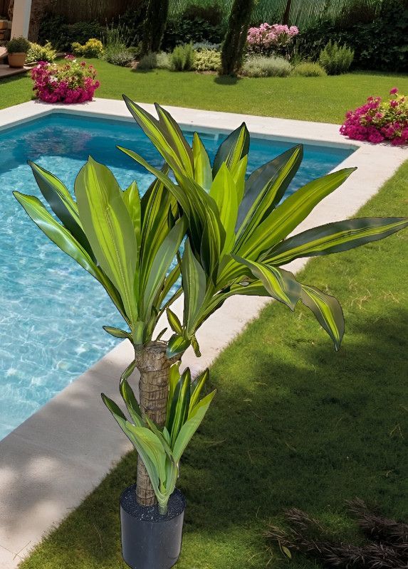 Flor Planta Artificial Dracaena Arbol Decoracion Real Lau-7