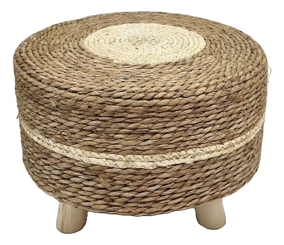 Reposapiés Redondo Natural Ratán Madera Multifuncional Jhn-0