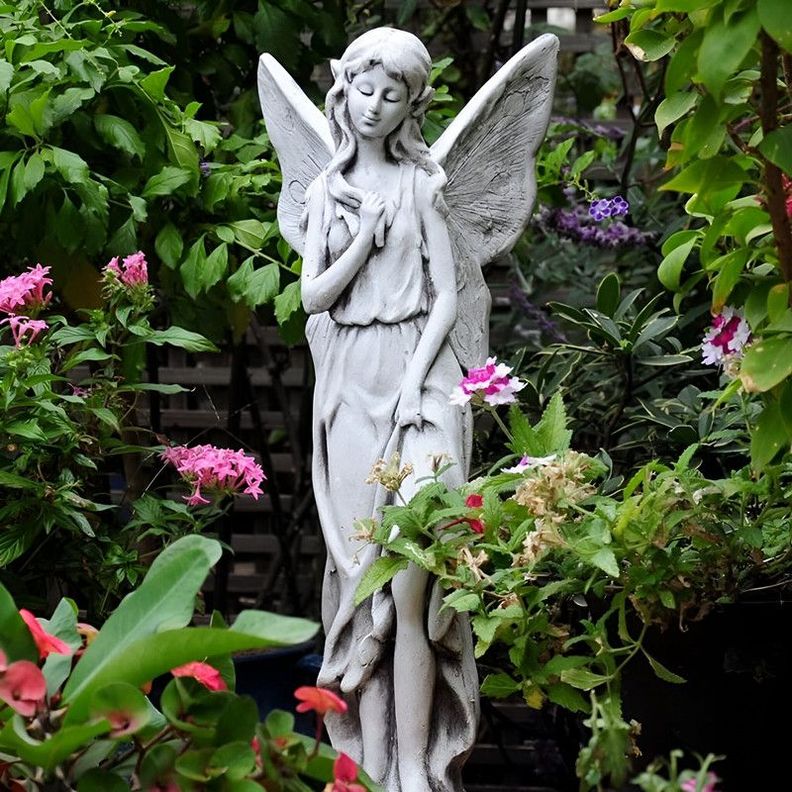 Estatua Escultural Angel Jardin Decoracion Adorno Lau-3