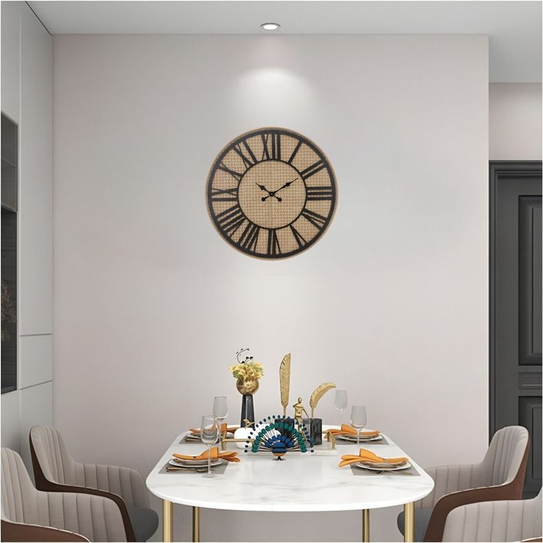 Reloj Pared Rústico Madera Ratán Números Romanos Jhn-7