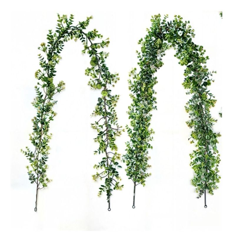 Set de 2 Plantas Artificiales Guirnaldas Eucalipto Hoja Jhn-0