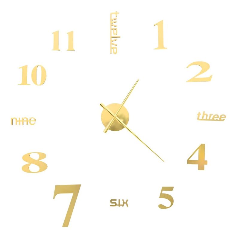 Reloj Pared 3D Grande Decoración Dorado Sin Marco Jhn-0