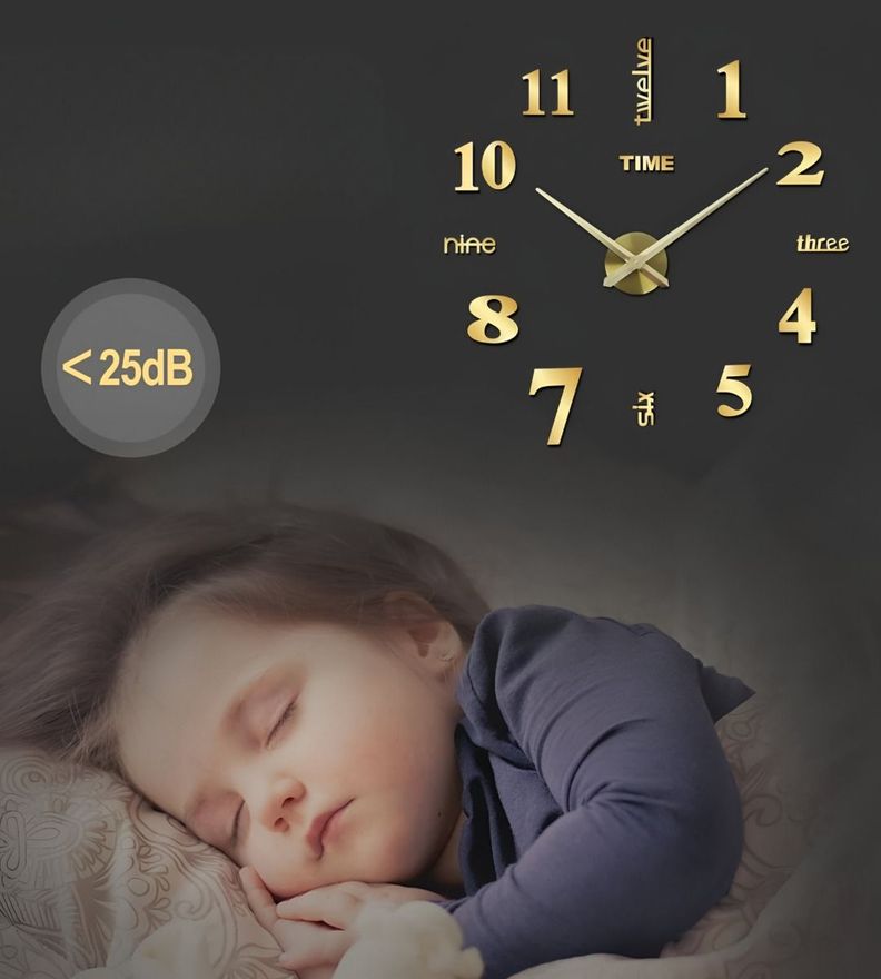 Reloj Pared 3D Grande Decoración Dorado Sin Marco Jhn-4