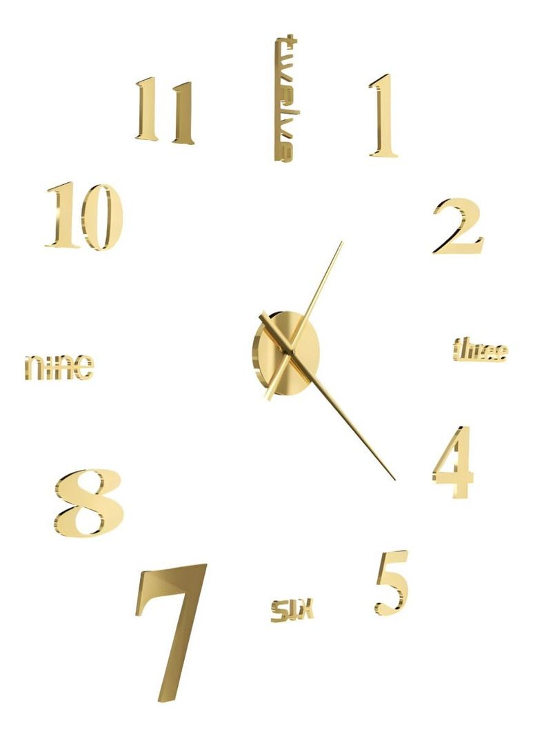 Reloj Pared 3D Grande Decoración Dorado Sin Marco Jhn-7