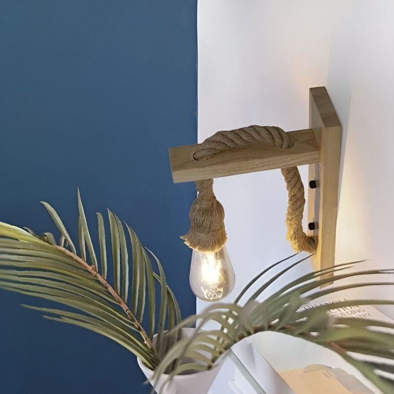 Lámpara Pared Madera Vintage Rústica Retro Soga Jhn-4