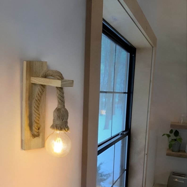 Lámpara Pared Madera Vintage Rústica Retro Soga Jhn-6