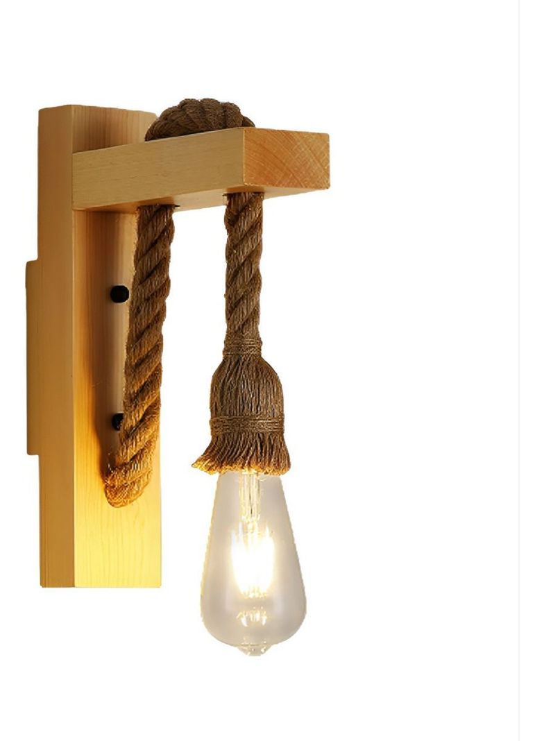 Lámpara Pared Madera Vintage Rústica Retro Soga Jhn-2