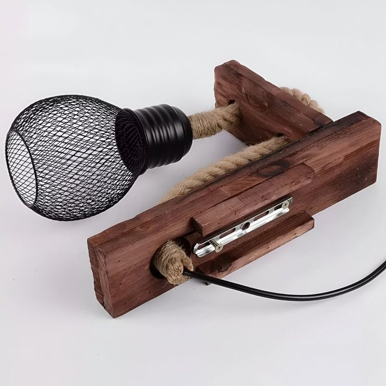 Lámpara Pared Madera Soga Vintage Rústica Retro Jhn-3