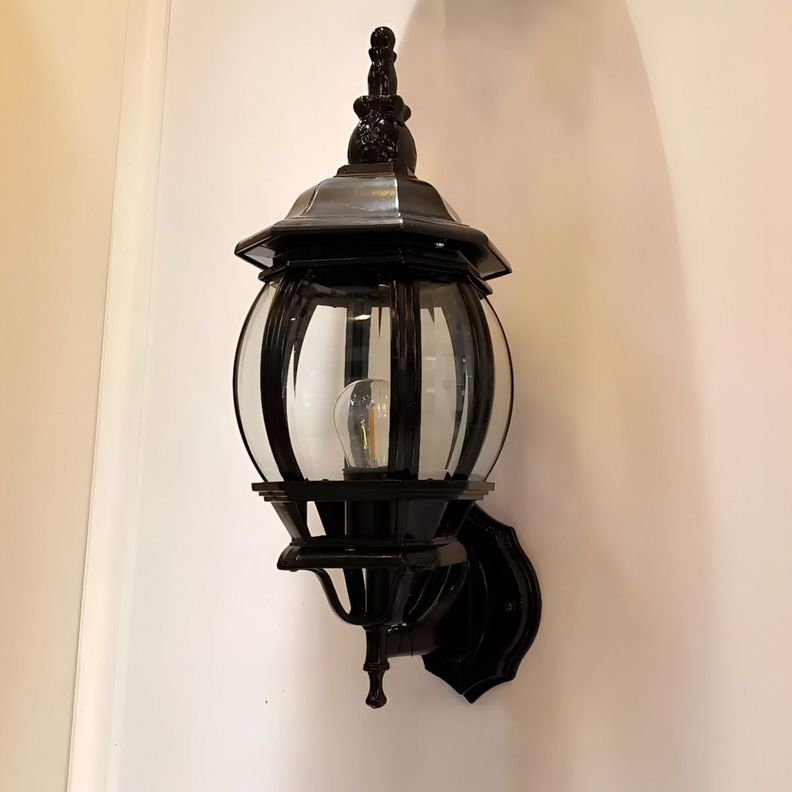 Lámpara Aplique Pared Exteriores Negro Vidrio Biselado Jhn-2