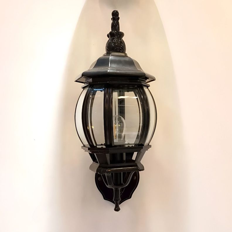 Lámpara Aplique Pared Exteriores Negro Vidrio Biselado Jhn-3