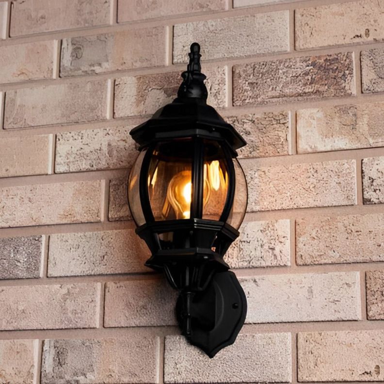 Lámpara Aplique Pared Exteriores Negro Vidrio Biselado Jhn-4