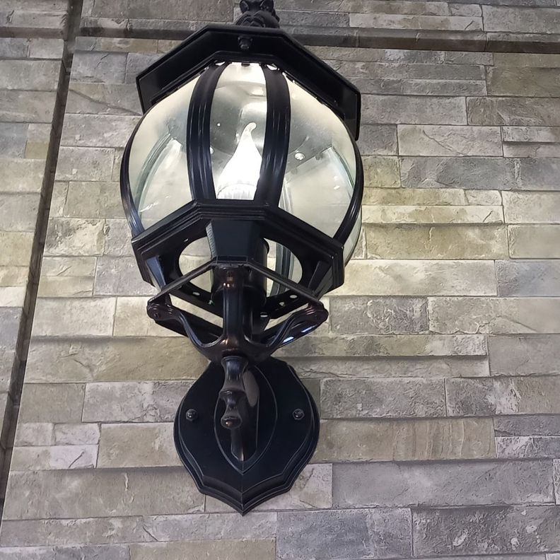 Lámpara Aplique Pared Exteriores Negro Vidrio Biselado Jhn-5