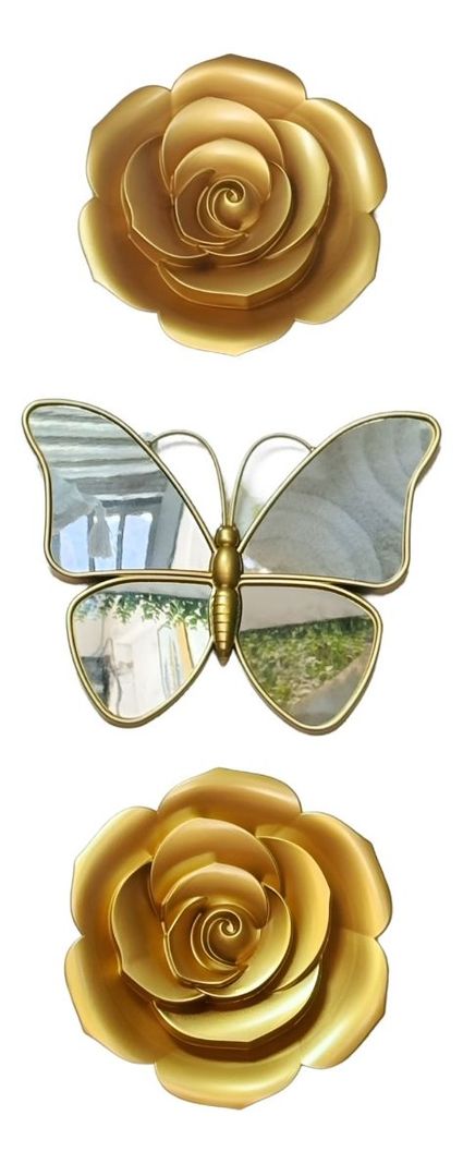 Set 3 Espejo Mariposas Diseño Flores Pared Decorativo Jhn-0