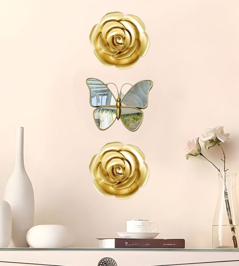 Set 3 Espejo Mariposas Diseño Flores Pared Decorativo Jhn-5