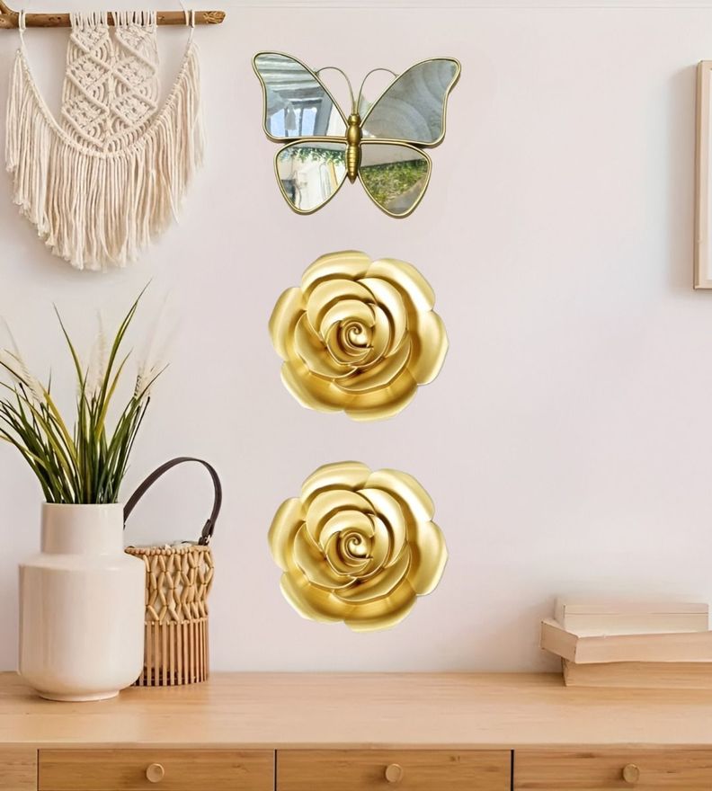 Set 3 Espejo Mariposas Diseño Flores Pared Decorativo Jhn-6