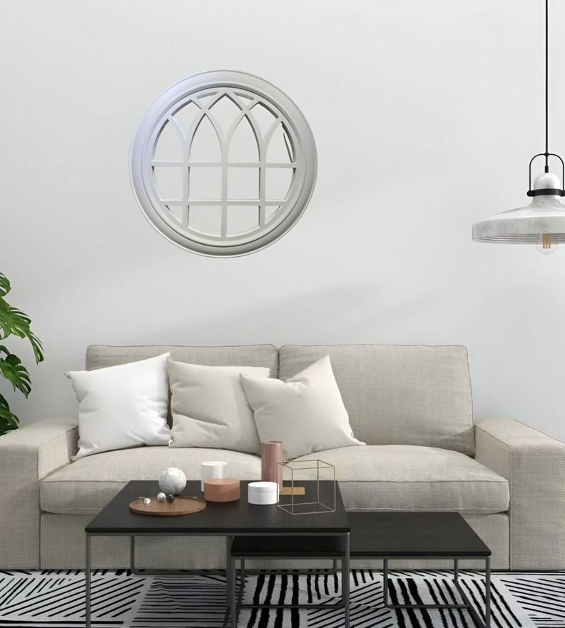 Espejo Decorativo Circular Ventana Elegante Blanco Jhn-5