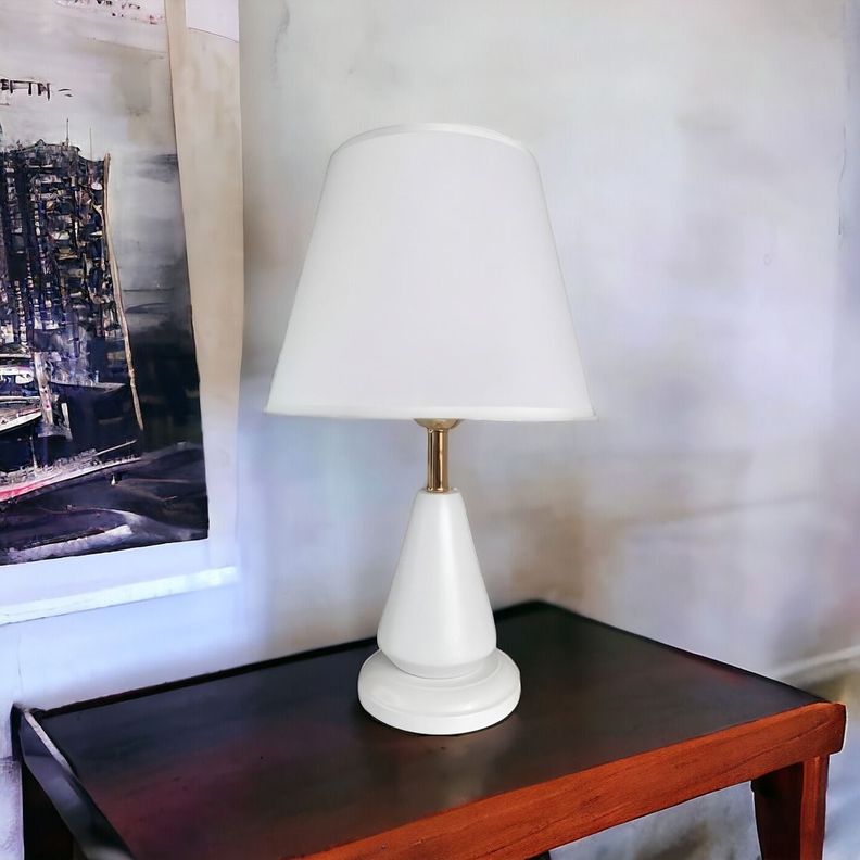 Lámpara Decorativa Alta Mesa Velador Escritorio Blanca Jhn-3
