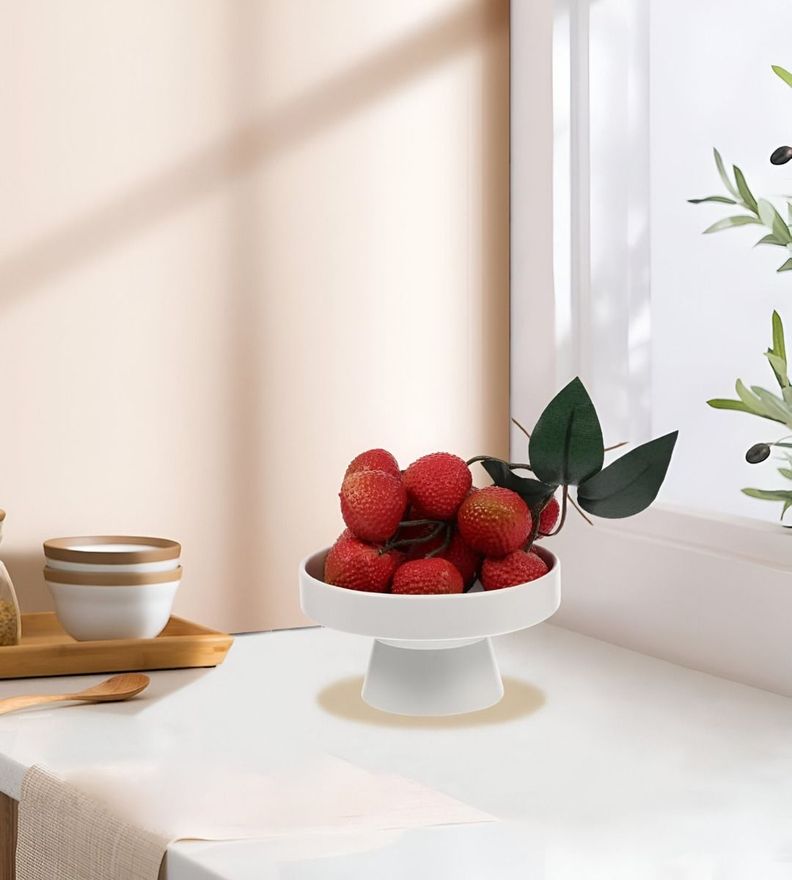 Set 2 Frutero Cuenco Cerámica Decorativo Bandeja Blanco Jhn-8