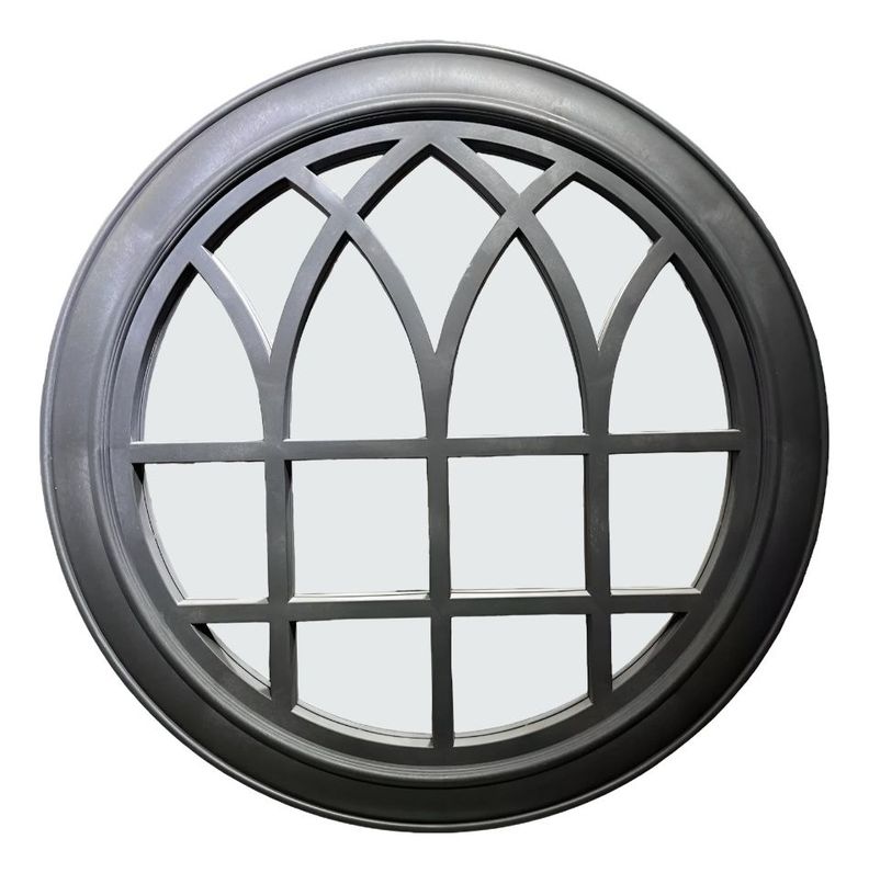 Espejo Decorativo Circular Ventana Negro Elegante Jhn-0