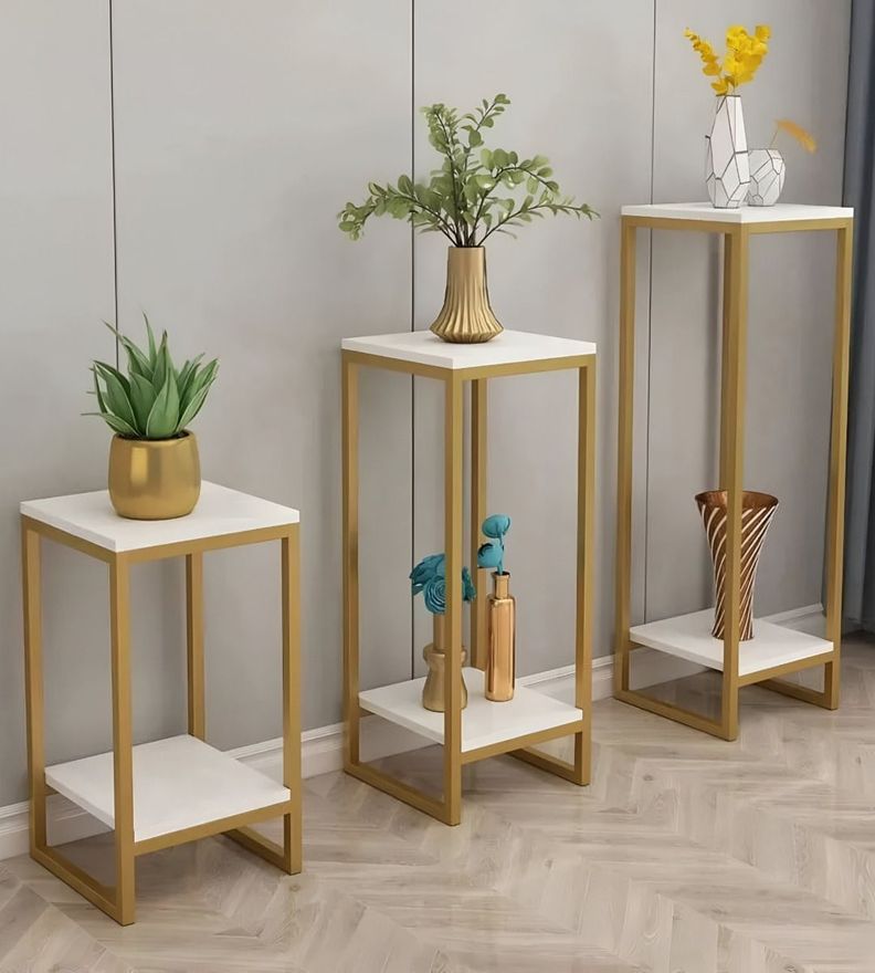 Porta Maceta Soporte Exhibición Plantas 2 Niveles 80cm Jhn-7