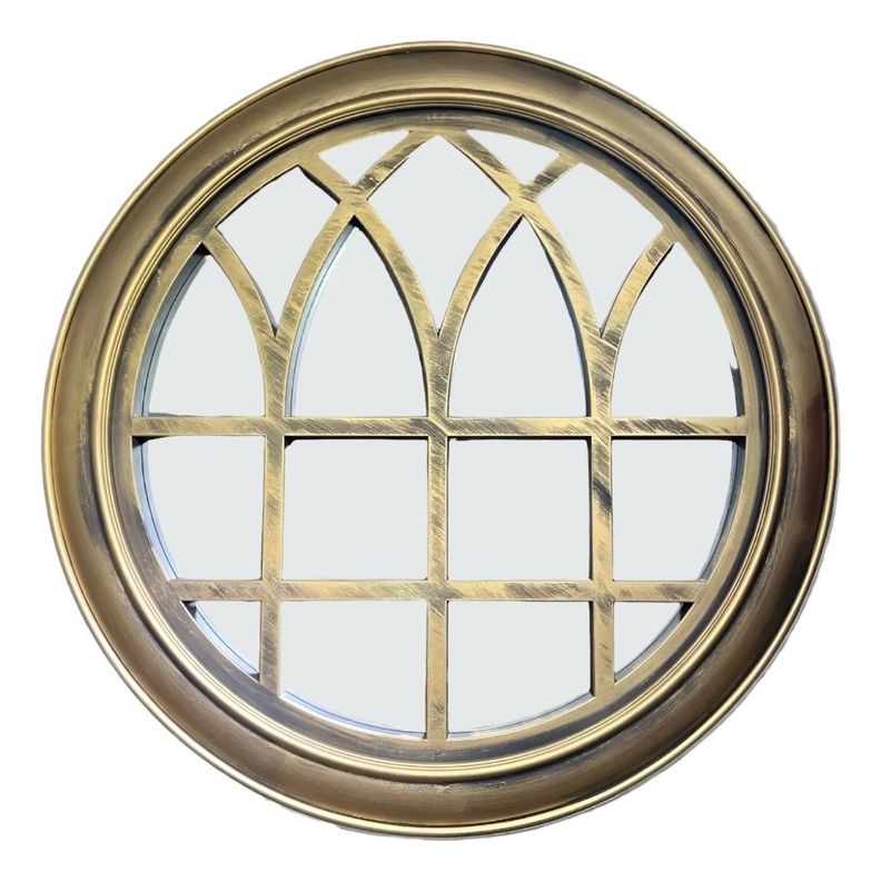 Espejo Decorativo Dorado Circular Ventana Elegante Jhn-0