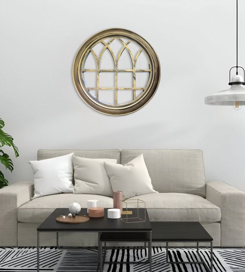 Espejo Decorativo Dorado Circular Ventana Elegante Jhn-5