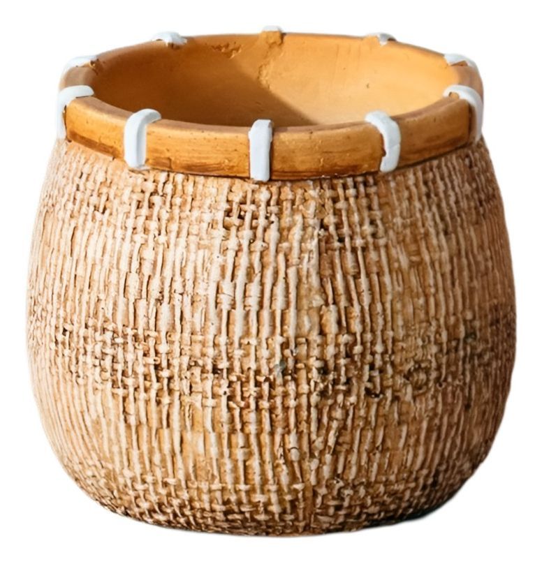Maceta Plantas Arcilla Imitación De Ratán Decoración Jhn-0