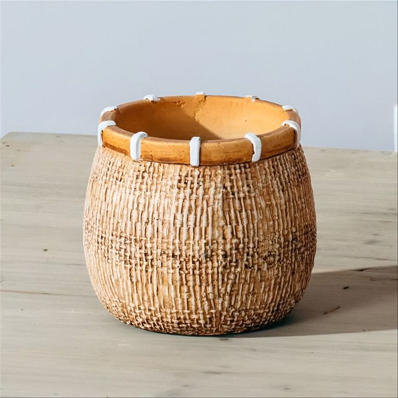 Maceta Plantas Arcilla Imitación De Ratán Decoración Jhn-1