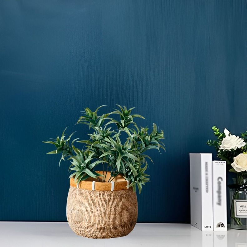 Maceta Plantas Arcilla Imitación De Ratán Decoración Jhn-2