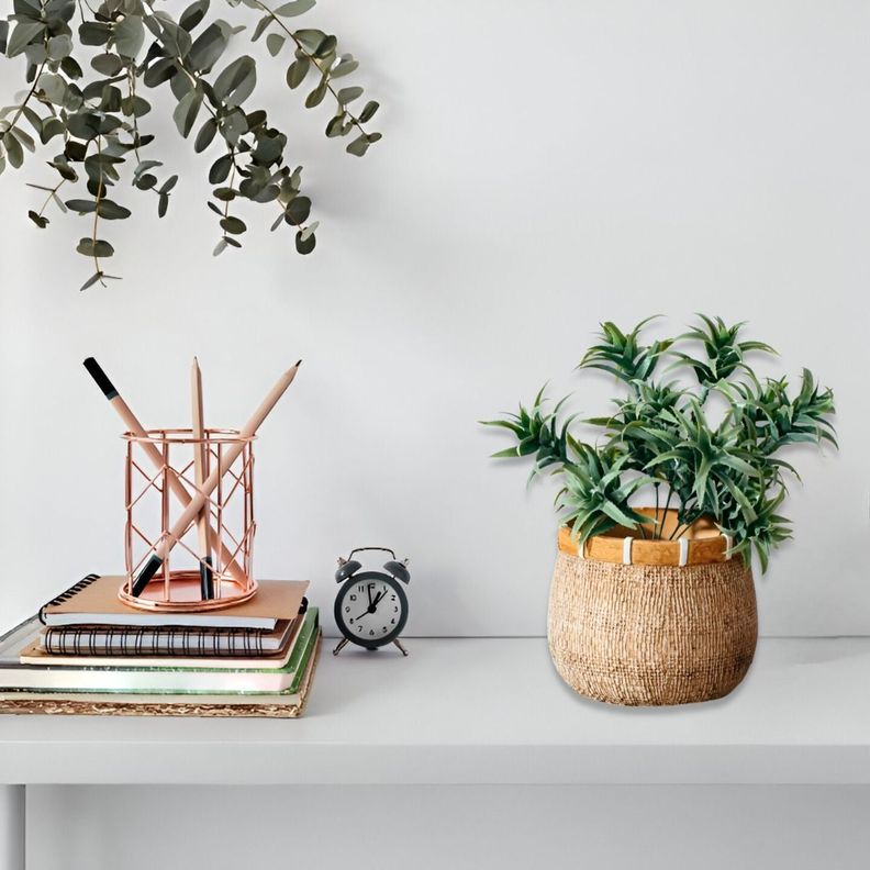 Maceta Plantas Arcilla Imitación De Ratán Decoración Jhn-3