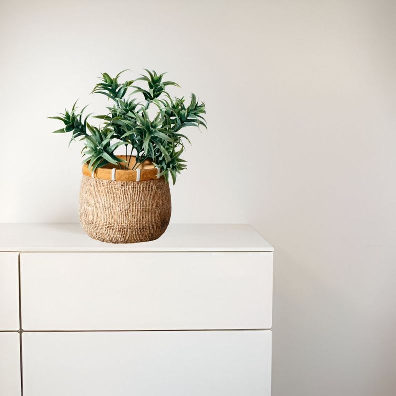 Maceta Plantas Arcilla Imitación De Ratán Decoración Jhn-8