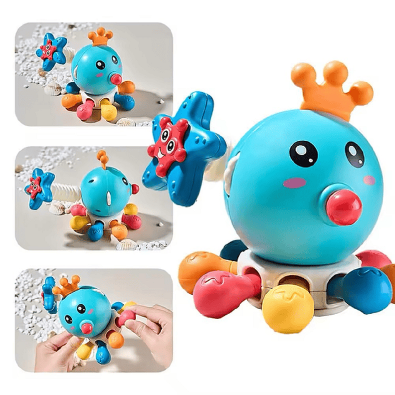 Juguete Pulpo Multifuncional Sensorial Mordedor Sonajero Lau-4