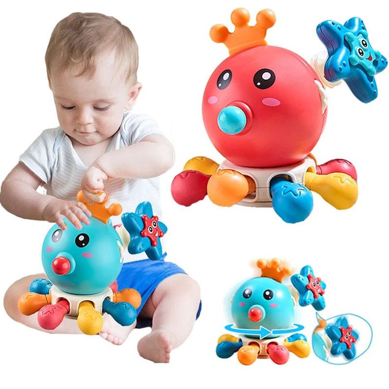 Juguete Pulpo Multifuncional Sensorial Mordedor Sonajero Lau-7