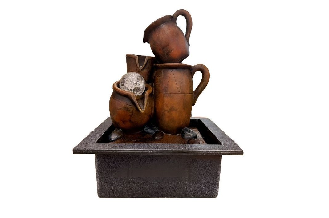 Fuente Agua Forma Jarro Marron Decoracion Hogar Lau-0