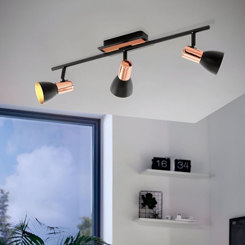 Lámpara Techo Pared 3 Luces Decorativa Cobre Negro Jhn-3