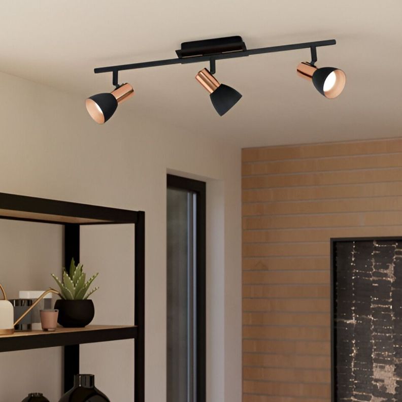 Lámpara Techo Pared 3 Luces Decorativa Cobre Negro Jhn-4