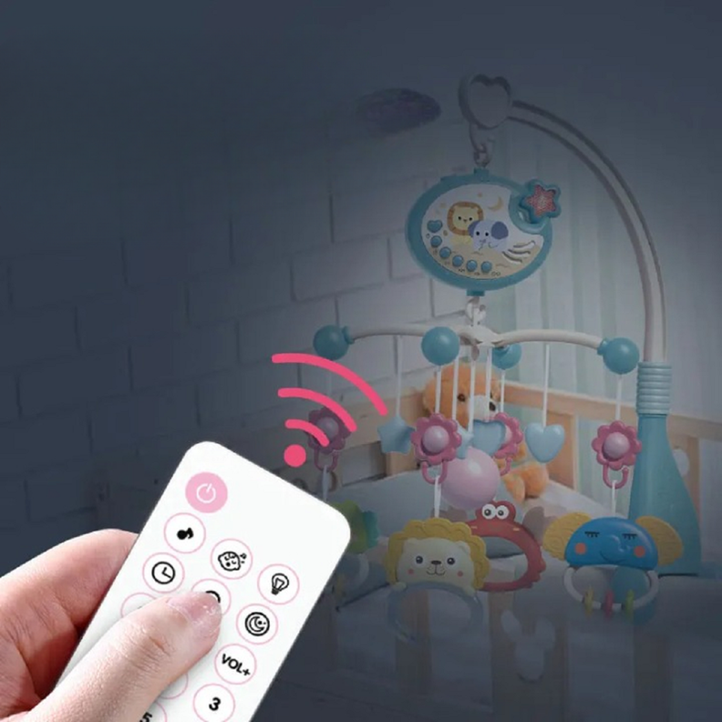 Móvil Musical Cuna Proyección Control Remoto Bebes Lau-5