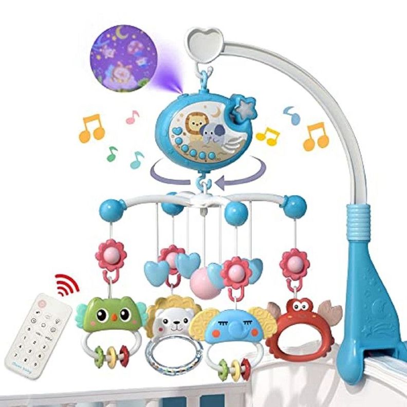 Móvil Musical Cuna Proyección Control Remoto Bebes Lau-9