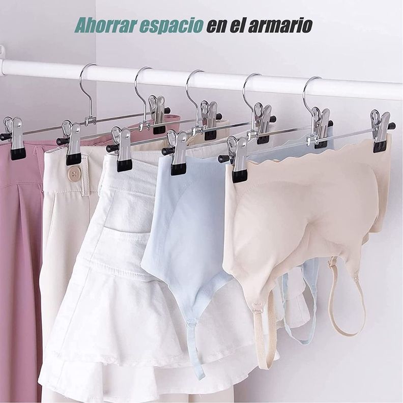Kit 10 Unid Clip Falda Pantalones Perchas Cinturones Jhn-6