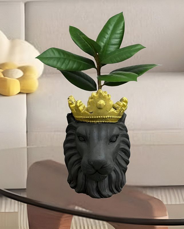 Maceta Forma Cara Leon Cesped Jardin Plantas Hogar Lau-4