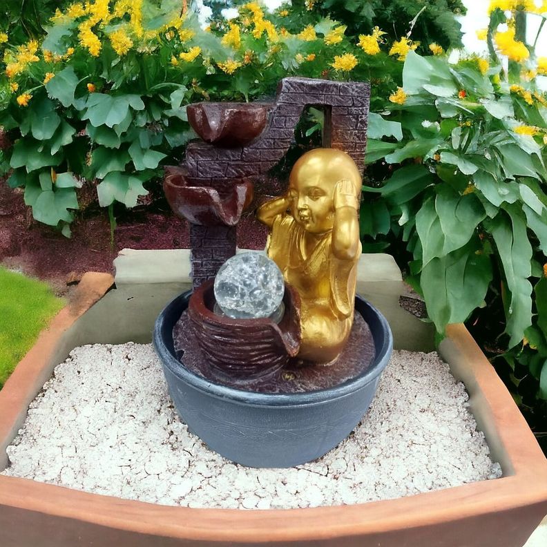 Fuente De Agua Monje Pequeño Zen Adornos Decorativa Jhn-3