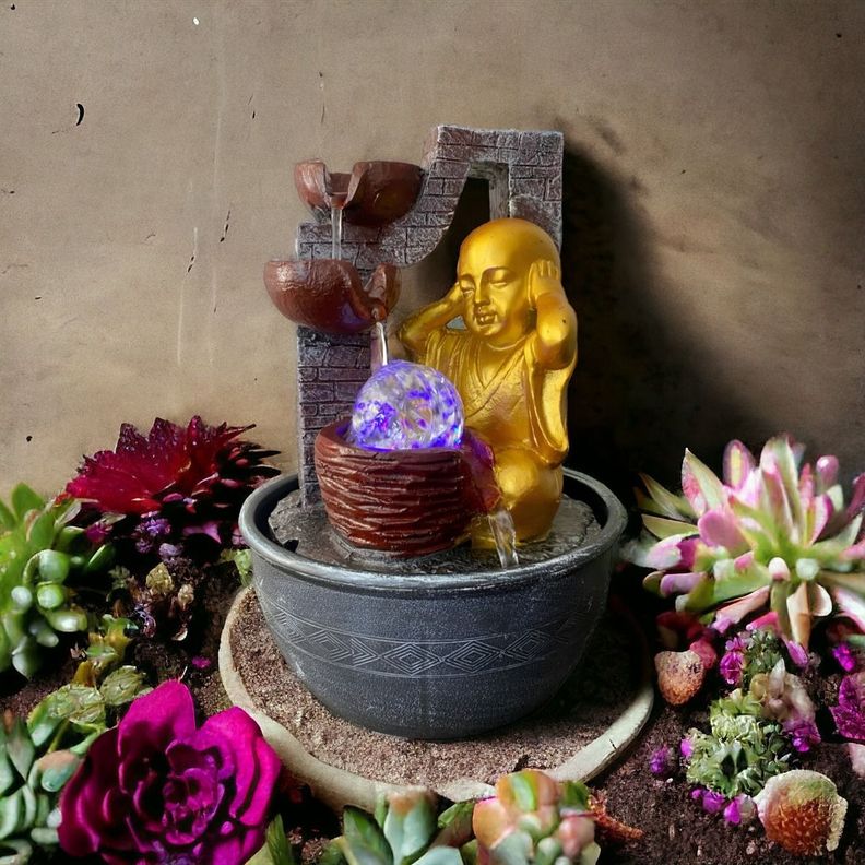 Fuente De Agua Monje Pequeño Zen Adornos Decorativa Jhn-5