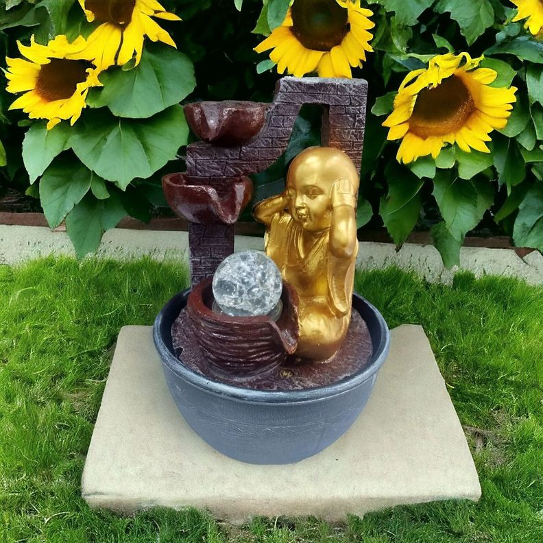 Fuente De Agua Monje Pequeño Zen Adornos Decorativa Jhn-9