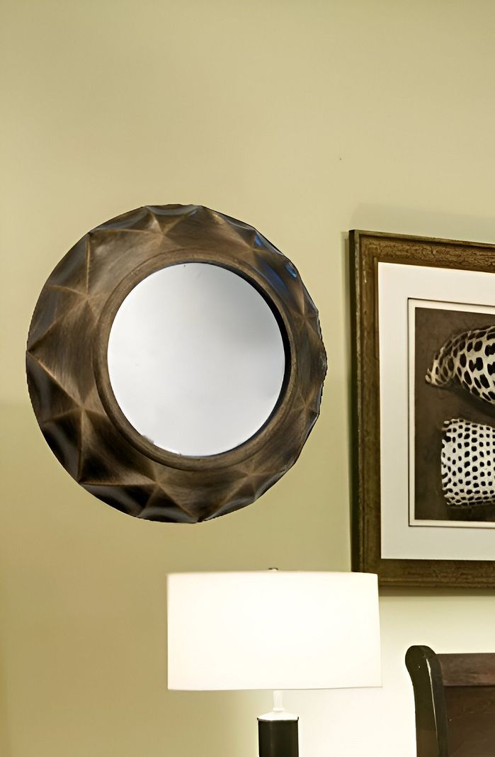 Espejo Pared Redondo Tridimensional Elegante Hogar Lau-4