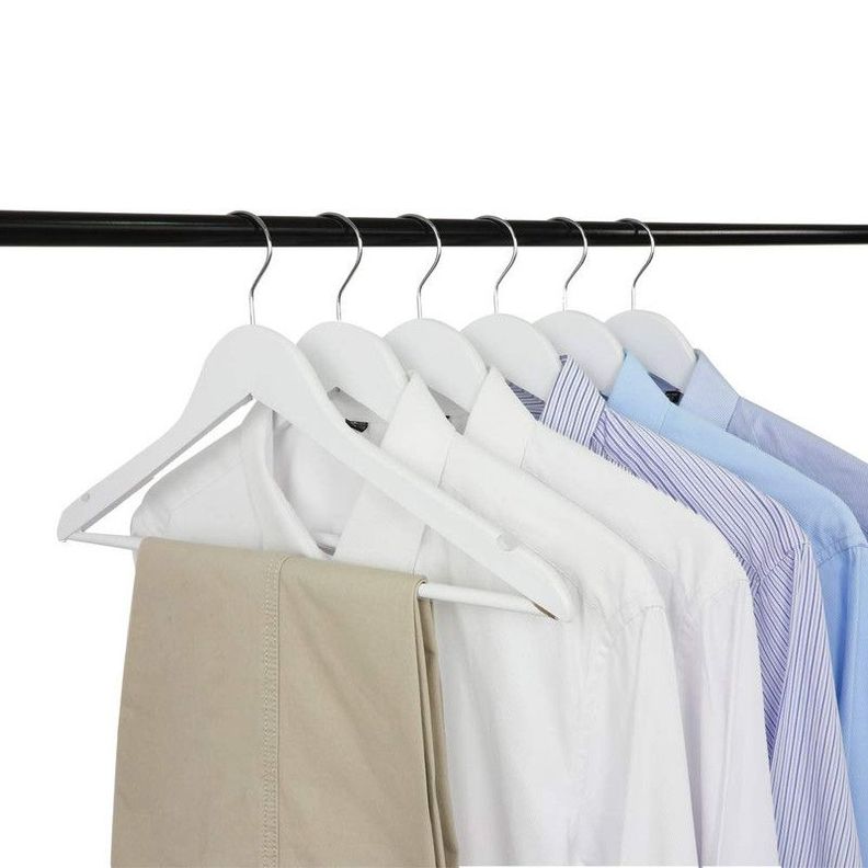 Set 6 Perchas Ropa Madera Blanca Muescas Antideslizante Lau-0